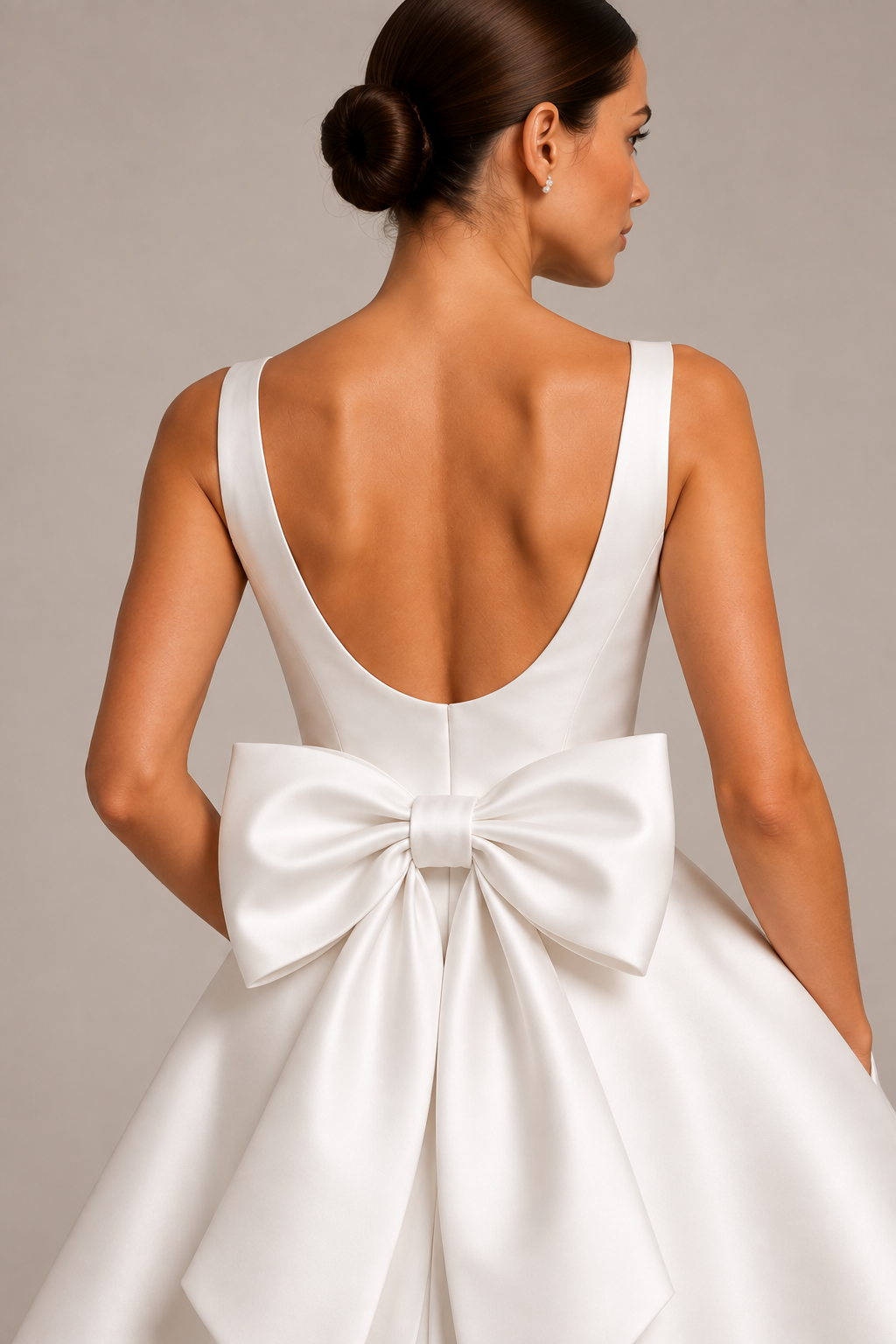 Audrey — Mikado satin dress with bow — foto 4 van 4