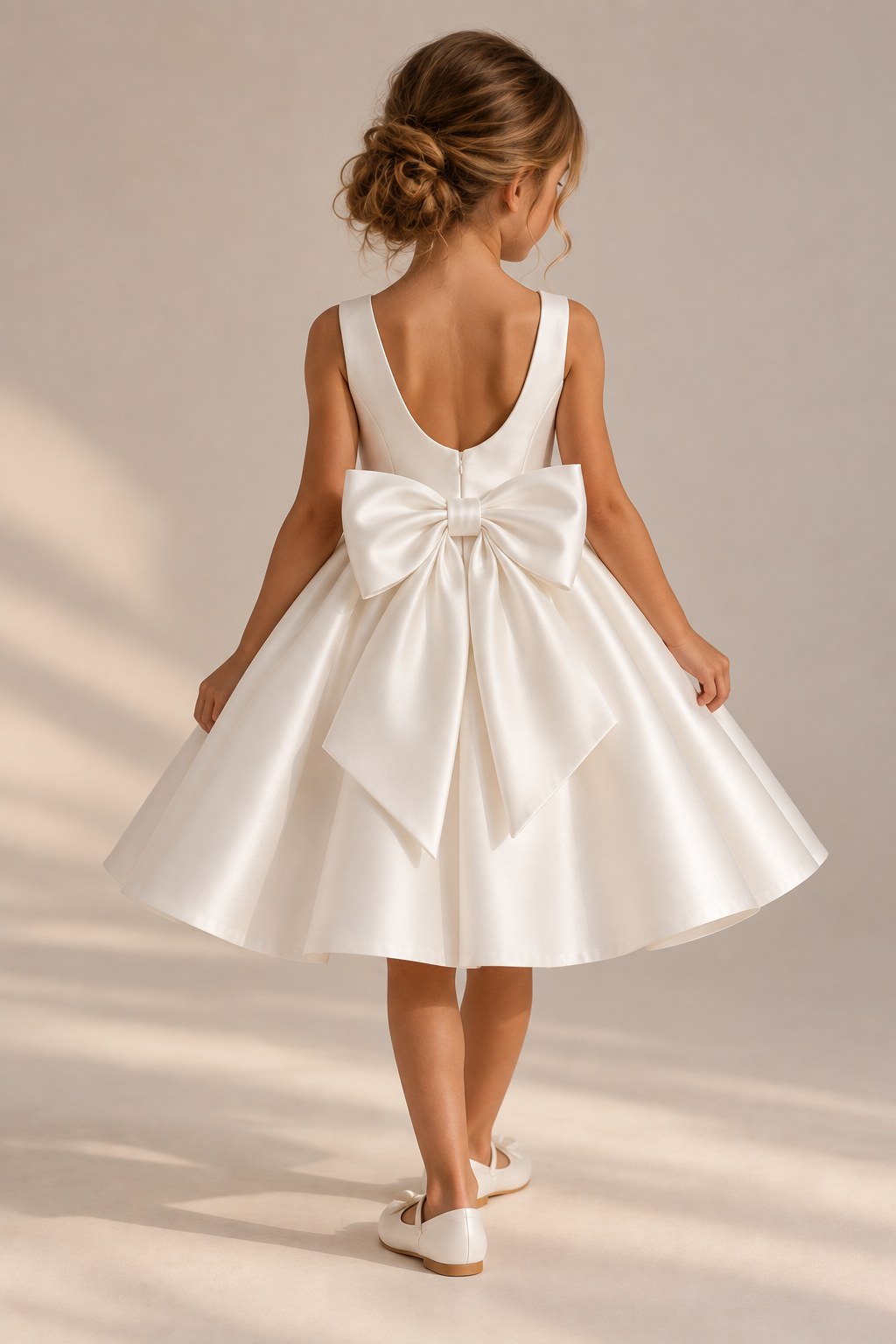 Mini Audrey — Children's mikado satin dress with bow · 0–12 years — foto 2 van 2