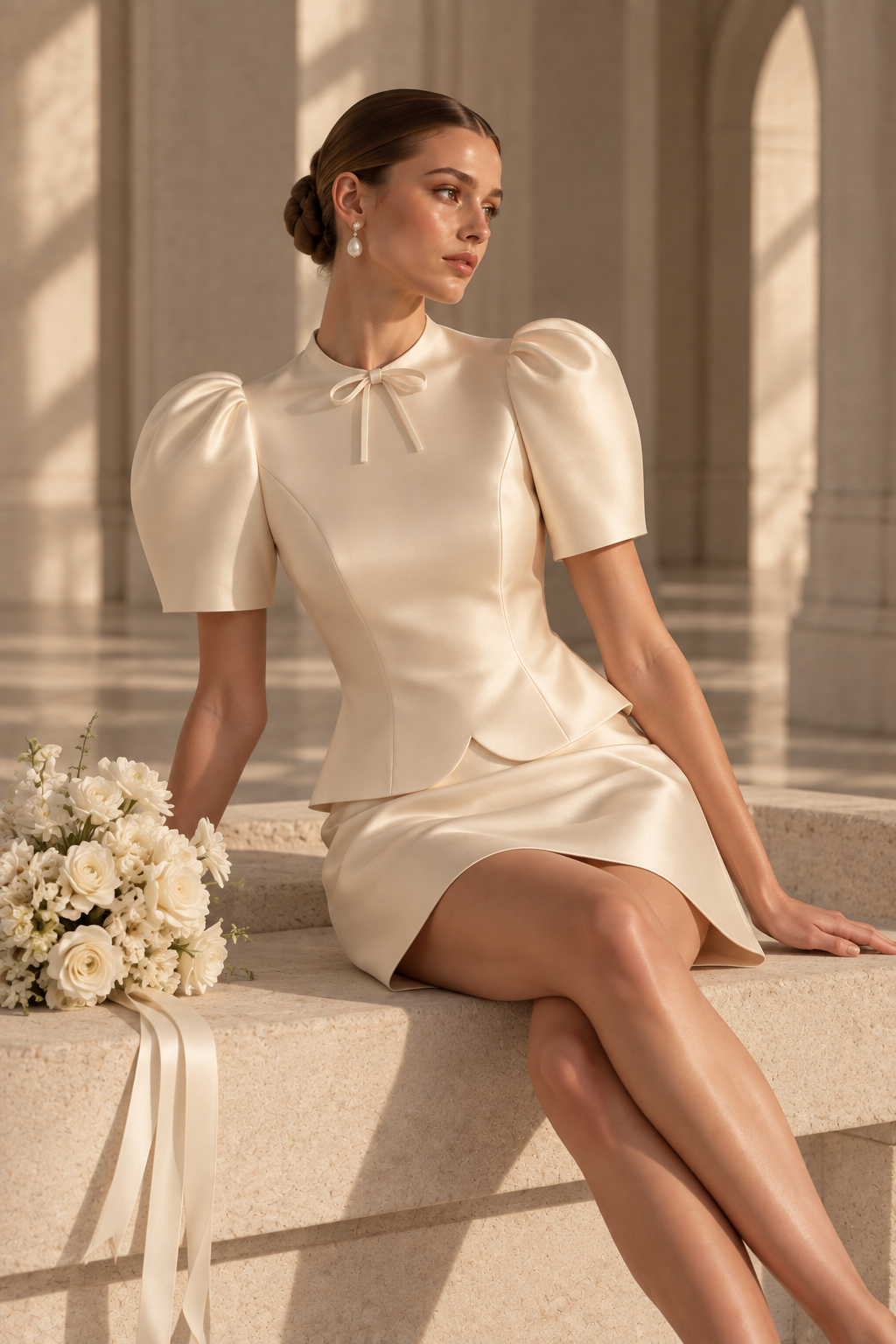 Marilyn — Mikado satin top and skirt set — foto 4 van 4